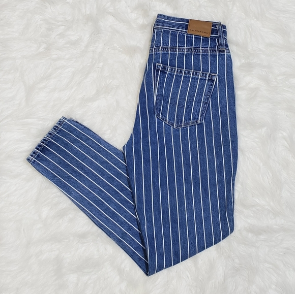 American Eagle Outfitters Denim - American Eagle striped high waist mom jeans